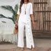 Women's Clothing Trousers Suit Elegant Fashion Casual Button Half Sleeve Shirt Loose Two Piece Suit_voghion.com