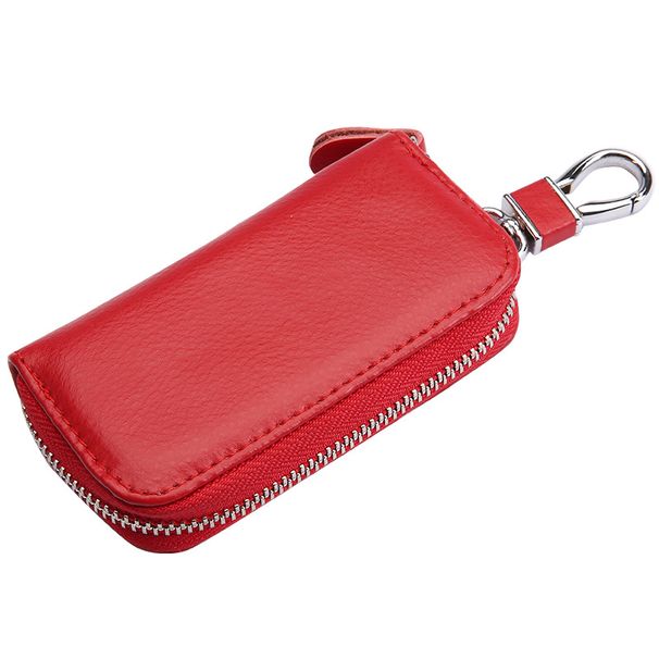 2024 New Genuine Cowhide Car Keycase for Men and Women Cowhide Keychain with Large Capacity Zipper Key Card Bag_voghion.com