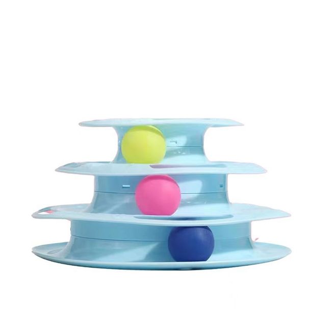 Pet Cat Toy Three-layer Ball Cat Turntable Cat Interactive Educational Track Toy Cat Space Tower Play Plate_voghion.com