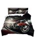 Juego de funda de edredón de tres piezas con diseño de motocicleta en 3D, producción con impresión digital_voghion.com