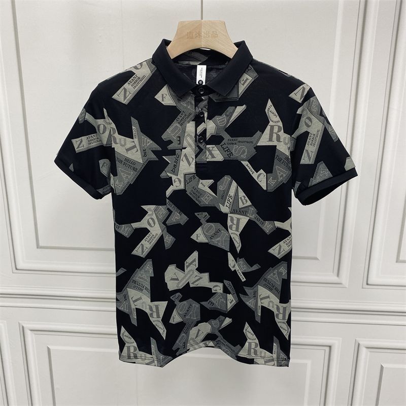 Men's Clothing Trendy Casual Short Sleeved Polo Shirt 2024 New Summer Trend Slim Fit Niche Top With A Base Tee_voghion.com