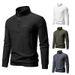 Sweat-shirt à col montant et demi-zip pour homme - Mélange de coton respirant, coupe ajustée, manches longues, couleur unie (blanc, gris foncé)_voghion.com