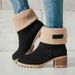 Large-size snow boots one shoe two women's chunky heel mid-calf boots_voghion.com