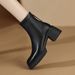 cameido Simple thick-soled ankle boots for petite women, with chunky heels and a rear zipper, fashion boots_voghion.com
