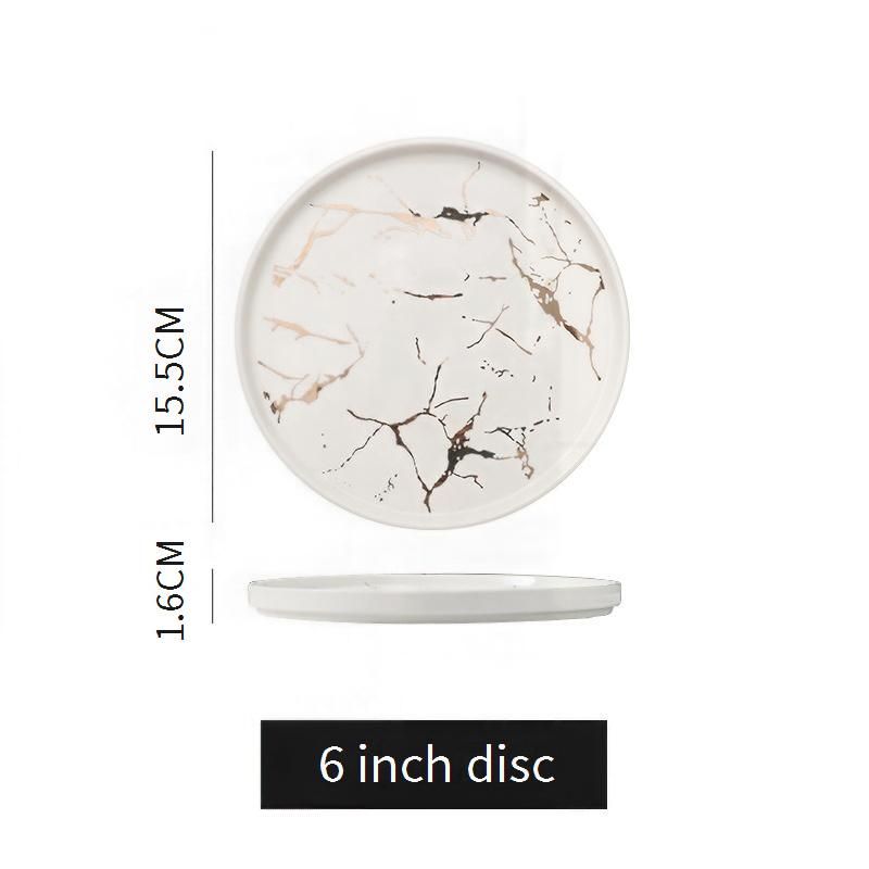 Marble Ceramic Steak Plate - 10.5 Inch Restaurant-Grade Dinner Plate With Raised Edge For Steak, Pizza & Fine Dining Presentation​​_voghion.com