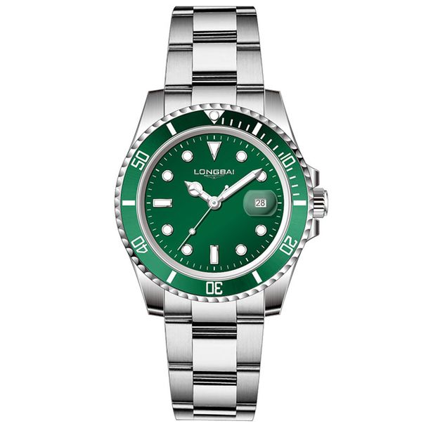 Orologio subacqueo verde da uomo di lusso - Orologio da polso al quarzo luminoso e impermeabile con data e bracciale in acciaio inossidabile_voghion.com