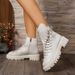 Women's Fashion Chunky Sole Martin Boots - Round Toe Lace-Up Ankle Boots With PU Leather Upper, Breathable & Lightweight For Spring & Autumn_voghion.com