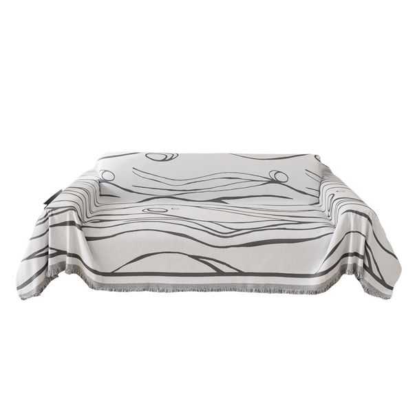 Chenille Sofa Cover – Slip-Resistant Stretchable Sofa Protector, One-Piece Full Coverage Throw Blanket (Multiple Sizes & Colors, Striped Design)_voghion.com