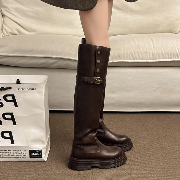 Platform Over-the-Knee For Women 2025 Autumn Winter New Style Two-Way Versatile Soft Leather Chunky Heel Riding Long_voghion.com