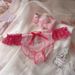 LuvBox Rose Red Temptation Charm giapponese e coreano elastico a vita bassa sexy mesh Pure Desire pizzo triangolo mutandine da donna_voghion.com