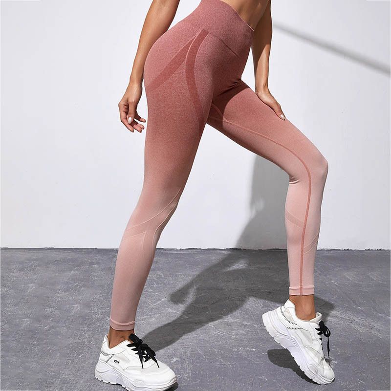 Kadın giyim en çok satan sapan boyalı şeftali poposu dar popo ortaya çıkaran yoga fitness pantolonu nem emici degrade eşofman altı_voghion.com