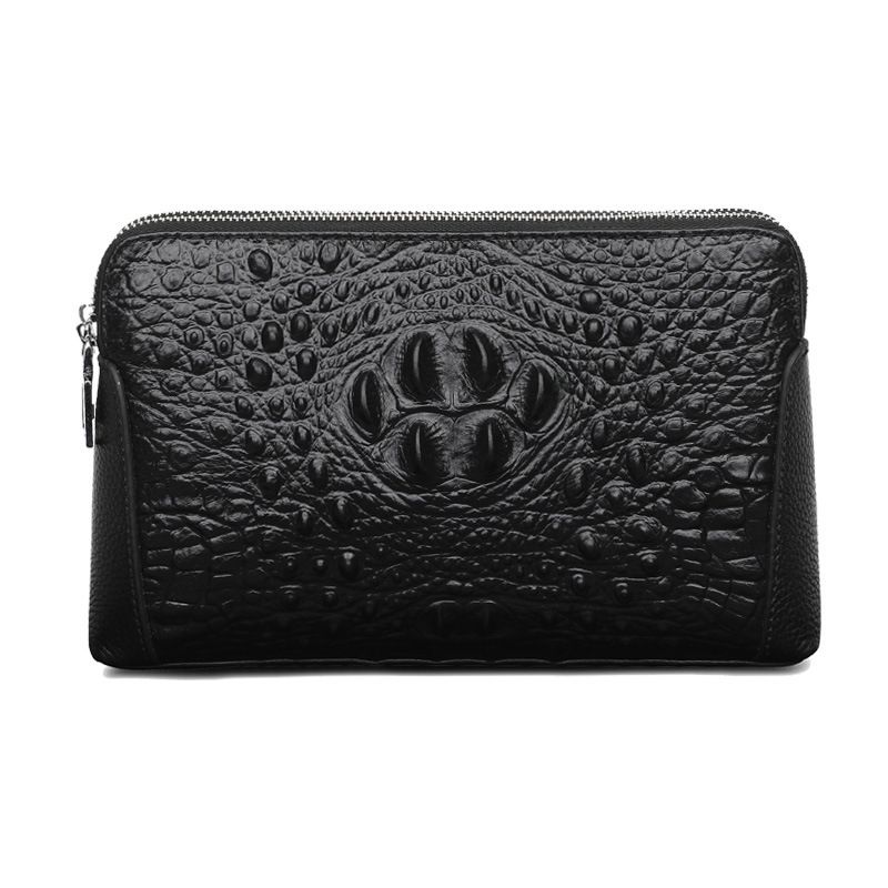 Ανδρική τσάντα χειρός PU δέρματος με μοτίβο κροκόδειλου, casual, μεγάλης χωρητικότητας, για άνδρες, με γράμματα και φακέλους_voghion.com