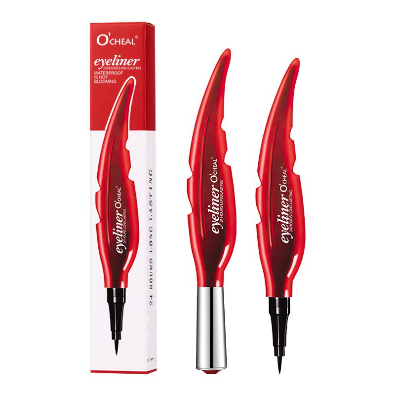 Combinaison de fard à paupières et d'eye-liner exclusif O'CHEAL Red Feather Eyeliner imperméable et résistant à la transpiration Eyeliner ultra fin sans bavures_voghion.com
