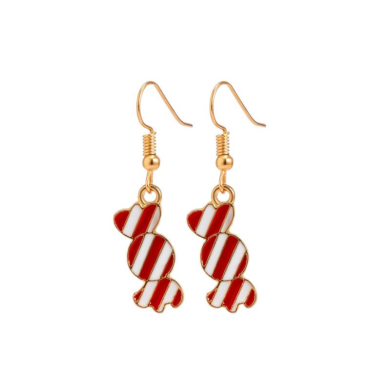 jewelry Simple oil dripping colored light bulb candy set earrings Christmas tree snowman holiday earrings_voghion.com