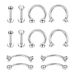 Set da 12 pezzi con anello per piercing, naso, sopracciglio, labbro, chiodo, orecchino_voghion.com