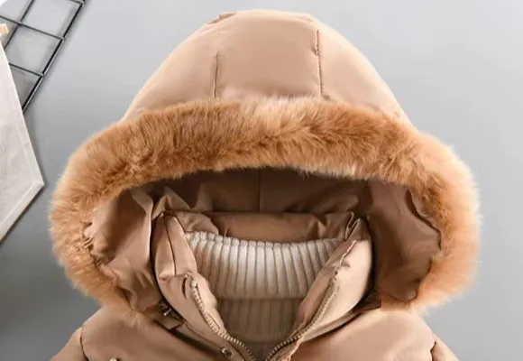 Vêtements pour enfants manteau d'hiver pour enfants avec polaire manteau épaissi grand enfant moyen long petite fille coton_voghion.com
