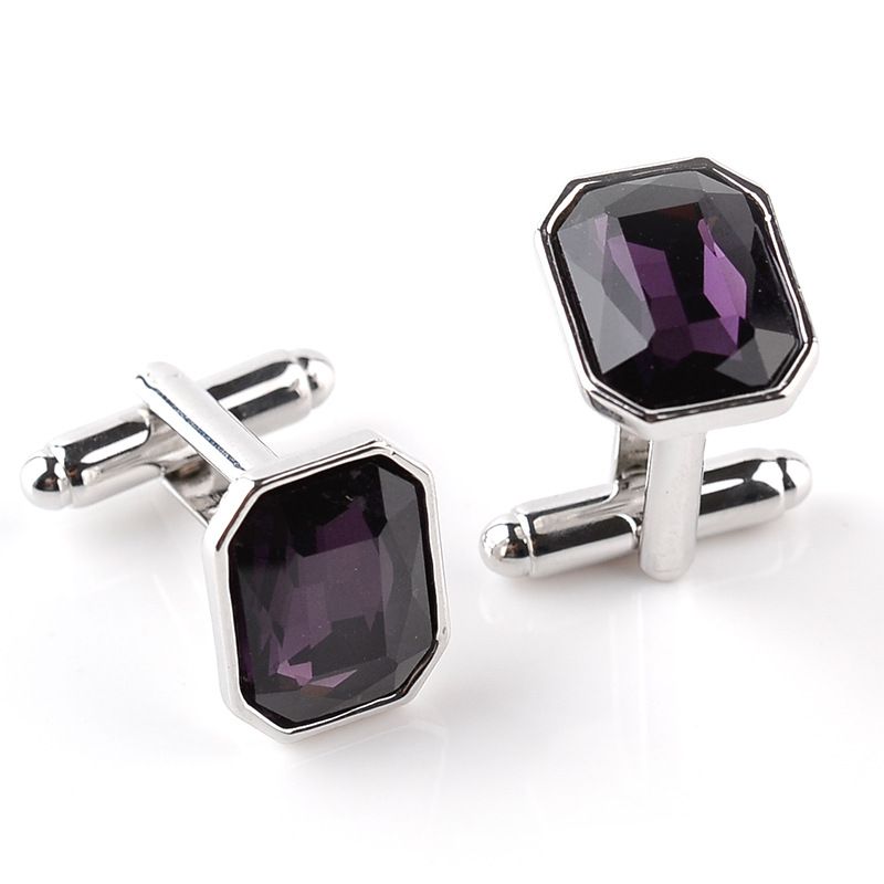 Boutons de manchette créatifs polyvalents en verre coloré, boutons de manchette en diamant, atmosphère de mode, accessoires de chemise de costume pour hommes_voghion.com