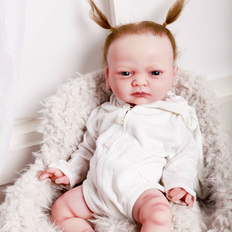 45CM newborn all-silicone baby girl doll Regenerates sleep Soft and lovely body 3D skin visible veins handmade doll_voghion.com