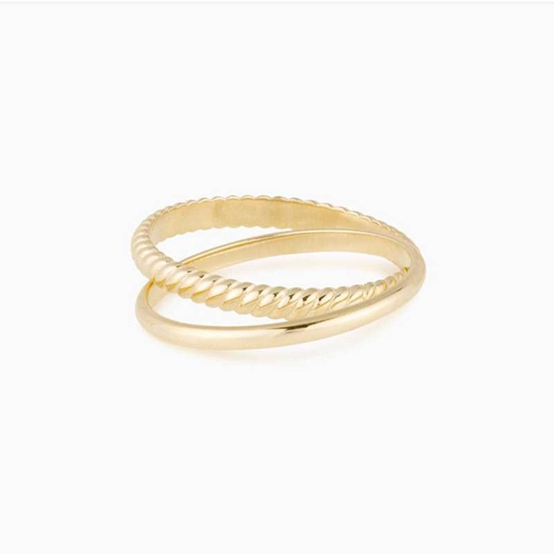 Wrap series fashion ring double ring titanium steel electroplated gold simple modern couple ring_voghion.com