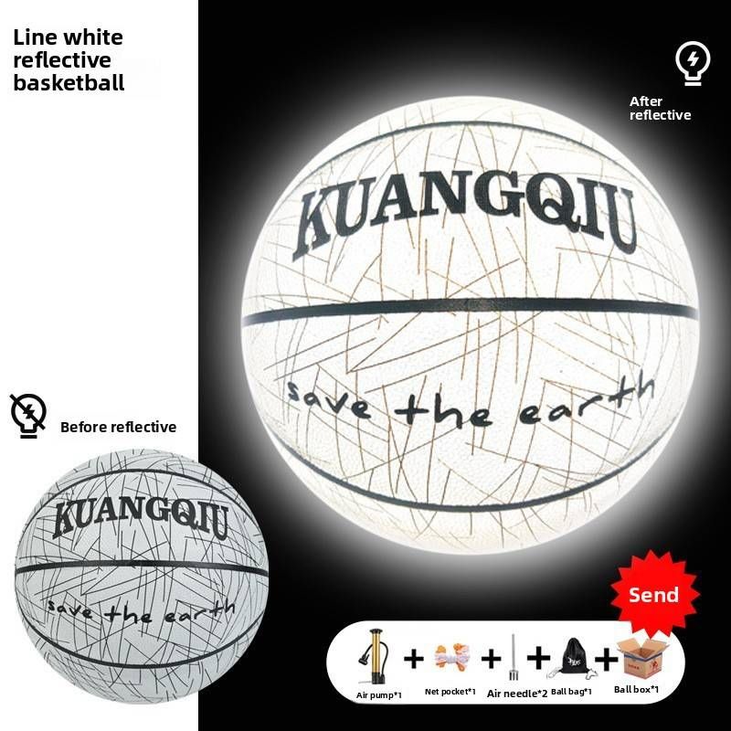 Glow In The Dark Basketball Size 7 - Premium PU With Reflective & Sweat-Absorbent Technology For Night Games​_voghion.com