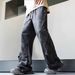 Men's Clothing Youth Gray Commuting Versatile Retro Wide Leg Waist Drawstring Soft Casual Comfortable Hiking Sports Trousers_voghion.com