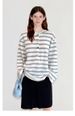 Miu Series Horn Button Henley Shirt Lazy Striped Long Sleeve Loose T-Shirt For Women 2025 New Model_voghion.com