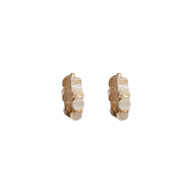 Stesso stile, orecchini a polsino con pietra occhio di gatto, semplici e trasparenti, per donne, design di nicchia, squisiti orecchini alla moda._voghion.com