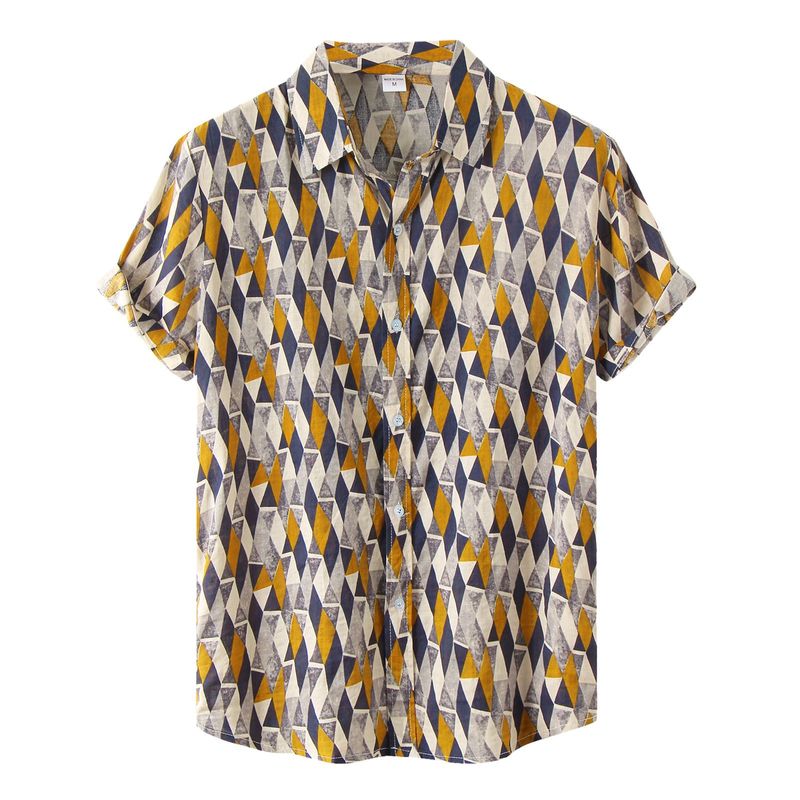 Retro Hawaiian Flower Shirt For Men Summer 3d Print Plants Leaves Short Sleeves Button Down Shirts Beach Tops Blouse Clothes_voghion.com