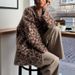 Women's Clothing Casual Leopard Print Cardigan - Soft Mohair Blend Knit Sweater Coat, Loose Fit V-Neck Long Sleeve Open Front_voghion.com