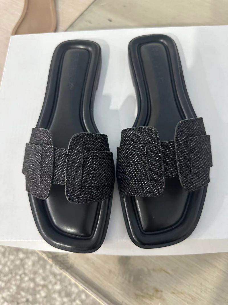 Damenschuhe, modische, allgleiche, flache Denim-Slipper für Damen_voghion.com