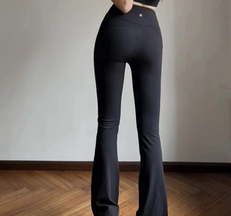 Damenbekleidung Micro Flared Pants Hip Lifting Yoga Pilates Slim Nude Sports Fitness Wide Leg Pants_voghion.com