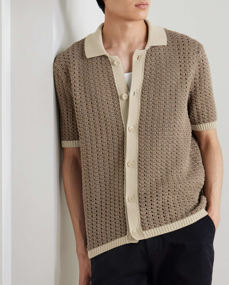 Men's Summer New Hollow Short Sleeved Men's Polo Shirt Fabric Is Comfortable And Breathable And Can Be Worn Daily_voghion.com
