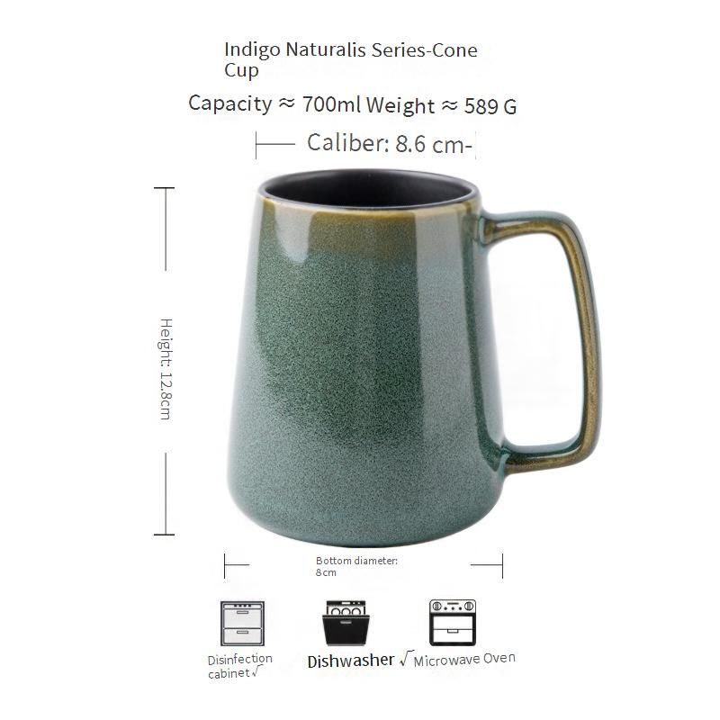 Kiln-Fired Glaze Ceramic Mug - Large Capacity Nordic Retro Coffee Cup (450ml Stoneware Tumbler)_voghion.com