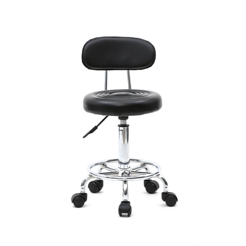 Verstellbarer Salonhocker in runder Form mit Rückenlehne und Linie in Schwarz_voghion.com