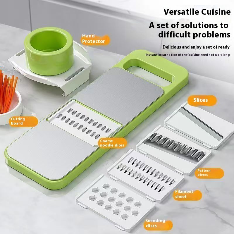 3-in-1 groentesnijder van roestvrij staal – Draagbare aardappel-wortelrasp voor het julienne snijden, raspen en snijden – Compact keukenhulpmiddel met antislip handvat_voghion.com