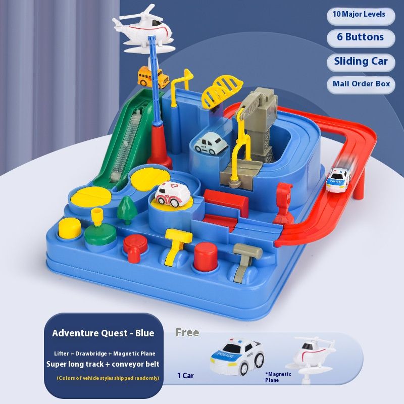 Pista de aventura interactiva para coches: garaje y vías de tren para armar uno mismo, juguete para desarrollar el cerebro (niños y niñas, regalo educativo)_voghion.com