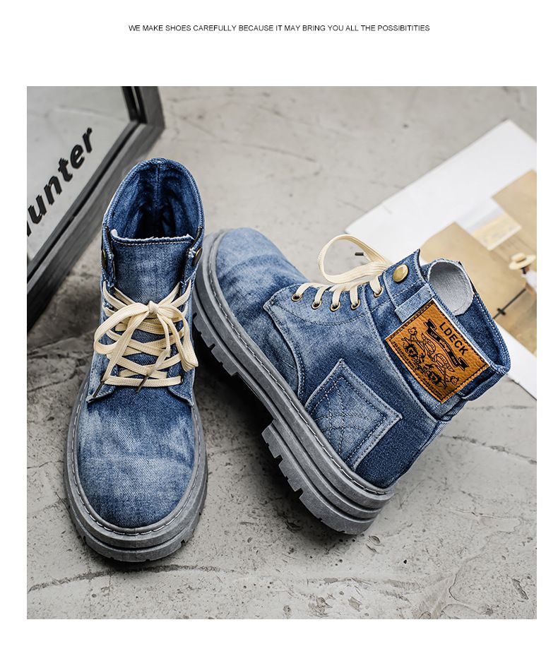 Best-selling Plus-size Men's Shoes, New Mid-top Shoes, Denim Casual And Versatile Work Shoes, Boots_voghion.com