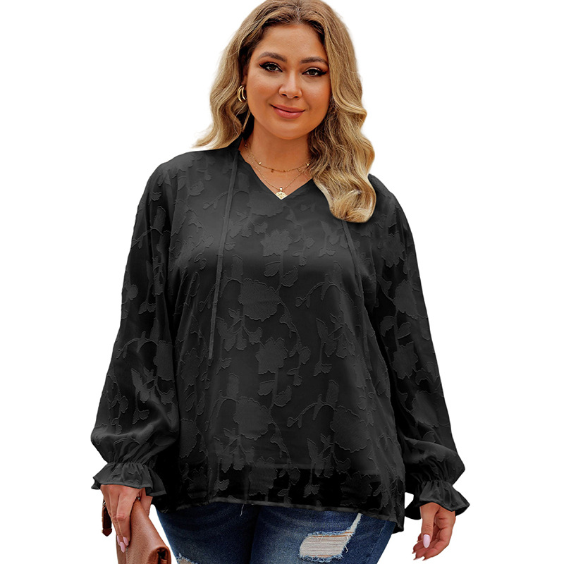 Women's Clothing Plus Fat Plus Size Ladies Outerwear Jacket Autumn New Long-sleeved Printed Chiffon Pullover_voghion.com