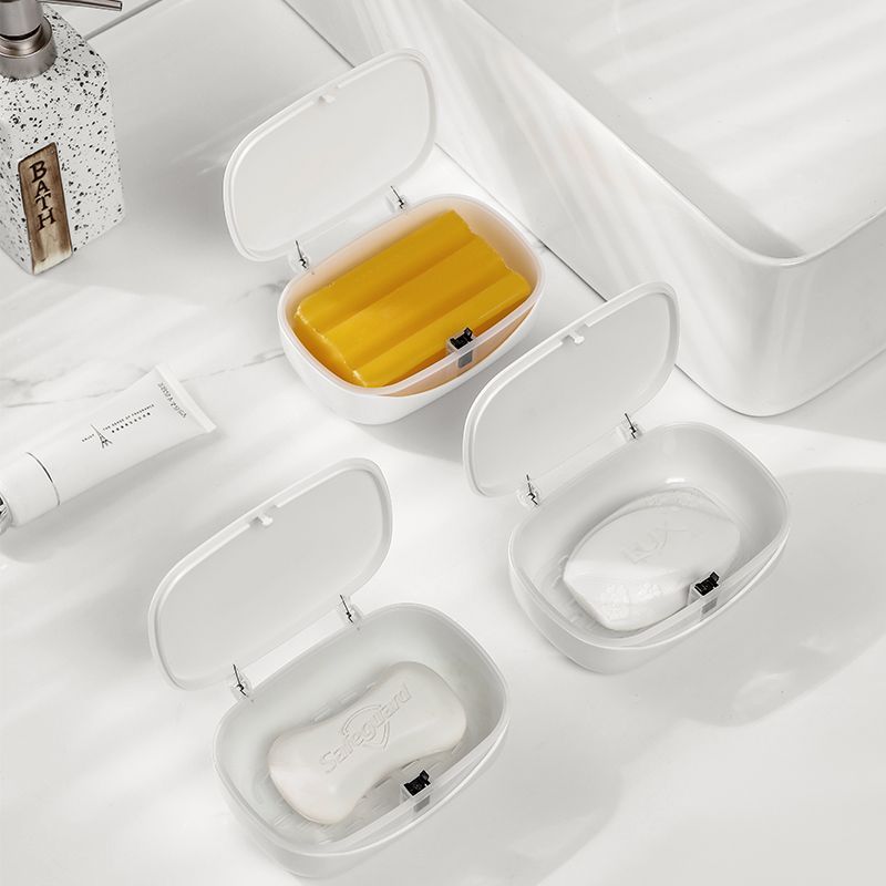 Travel Dish With Lid, Double Layer Draining, Portable For Students Dormitory, Bathroom, Home Use, Soap Storage Box_voghion.com