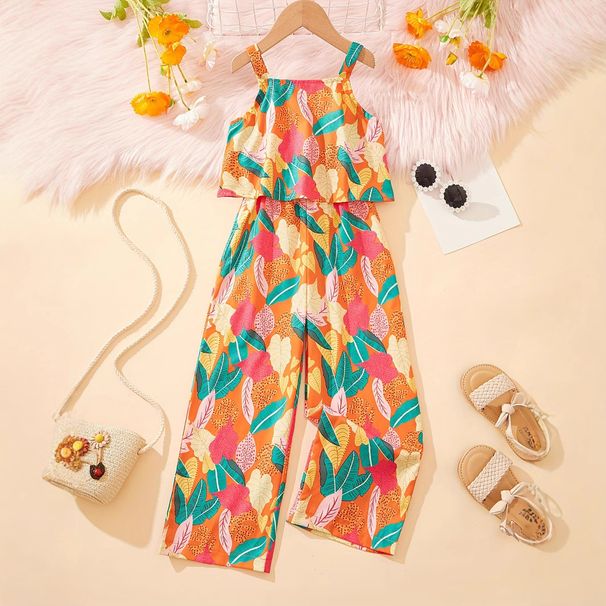 Mamm & Kanner INS Meedercher Moud Tropesch Blummen Volldrock Jumpsuit Moud Casual Jumpsuit Summerkleedung_voghion.com