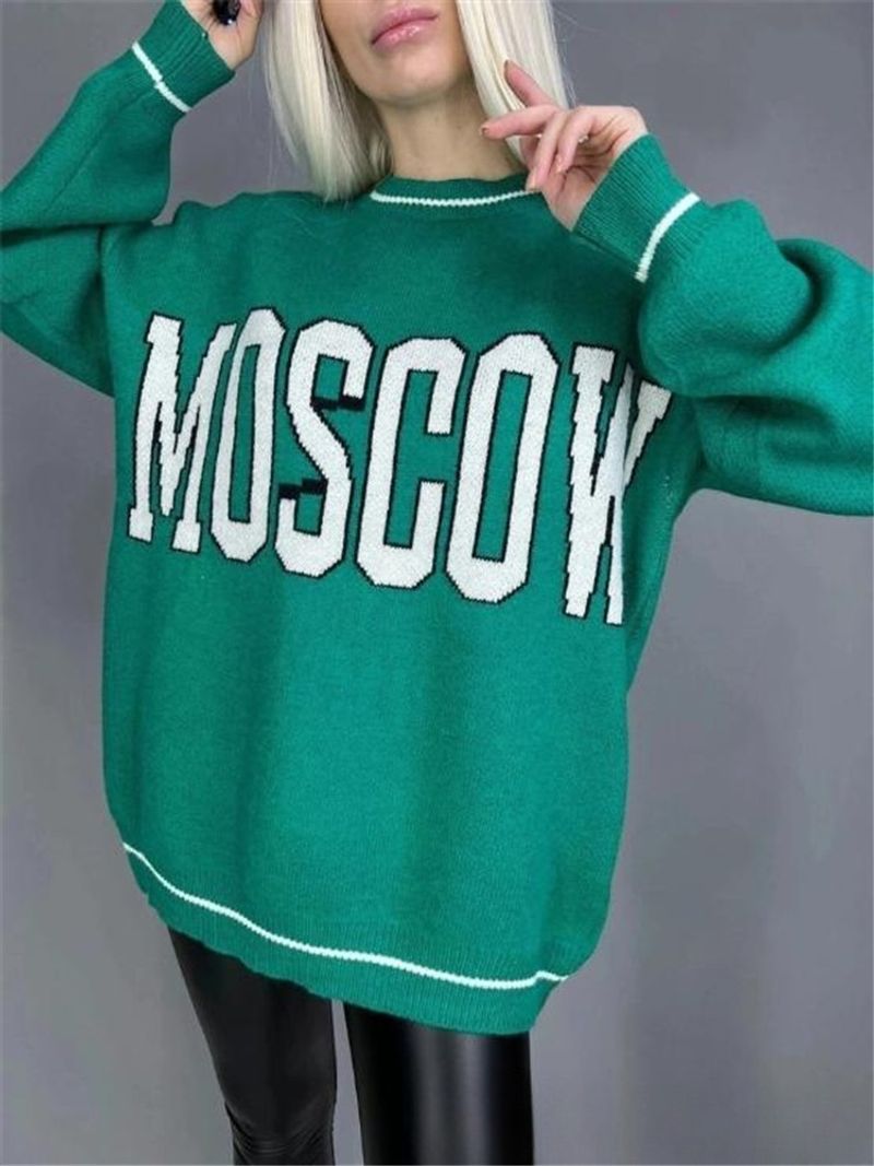 2024 neuer Herbst und Winter Rundhals Langarm gestrickter Damenpullover MOSKAU_voghion.com