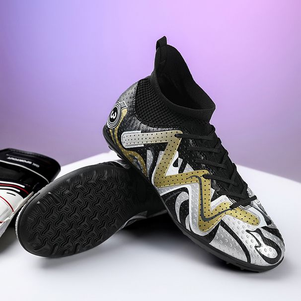 Āra vīriešu futbola apaviProfesionāli augstas potītes elpojoši iekštelpu sporta treniņu futbola zābaki uz zāles, ērti_voghion.com