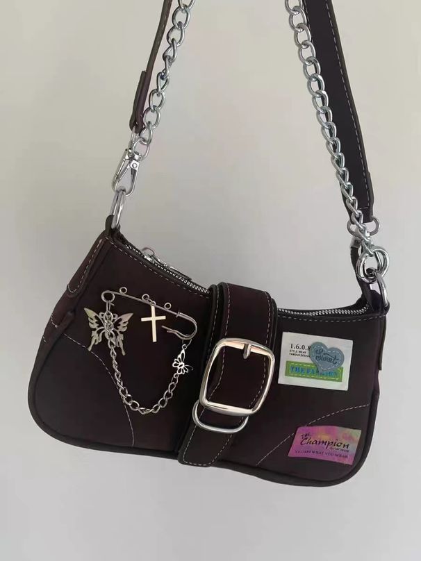 2024 Nová crossbody taška na motorku pod paži Y2K Qianxi Girl, unikátní stylový železný řetízek, sladká pikantní kapesní taška_voghion.com