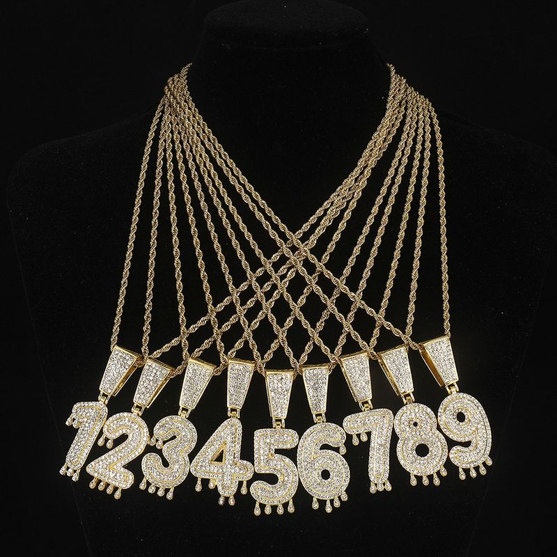 Driedimensionale Arabische cijferhanger met diamantlegering Cubaanse ketting twist ketting straat hiphop stijl ketting_voghion.com