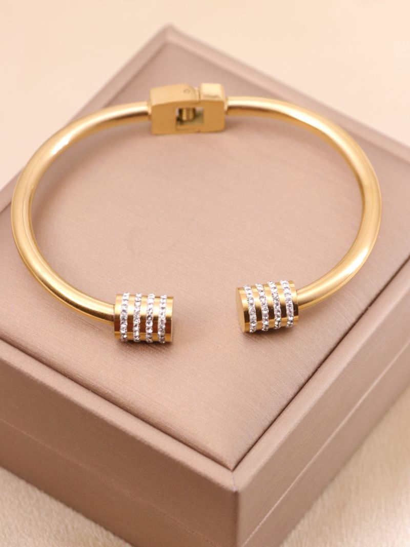 Bracciale da donna in acciaio inossidabile con diamanti a doppia testa, aperto e alla moda_voghion.com