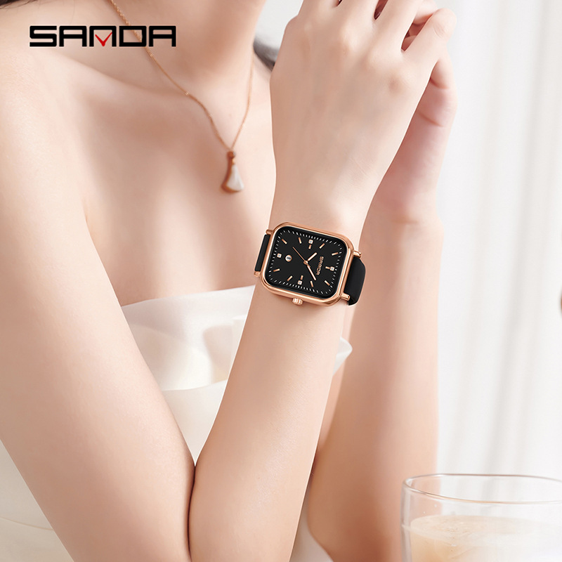 Unisex Minimalist Square Silicone/Leather Watch With Date Function, 30M Water Resistant, Casual Quartz Timepiece Waterproof Casual Quartz Watch_voghion.com