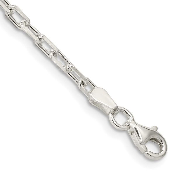 Sterling Silver 2.9mm Diamond-cut Long Link Cable Chain_voghion.com