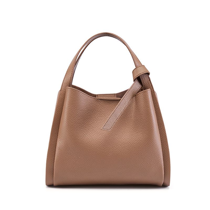 Echtes Leder Handtasche für Frauen Gemüsekorb für Mama Atmosphärische Umhängetasche Umhängetasche Rindsleder Eimer Tasche_voghion.com