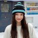 Gestreifte Vier Jahreszeiten Fly Weave Damen Gestrickte Große Kopfumfang Kalte Mütze Männer Farbblock Lazy Style_voghion.com