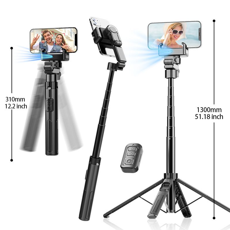 AI Face Tracking Gimbal Tripod With Magnetic LED Lights, 130cm 4-Leg Stabilizer For Live Streaming/Vlogging, Bluetooth Remote_voghion.com
